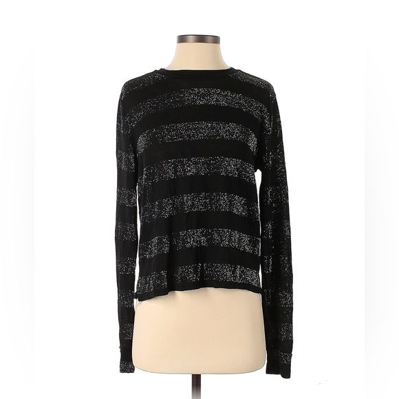 H&M Tops - H&M Black and Gray Glitter Shimmer Striped Women's Top Size Small